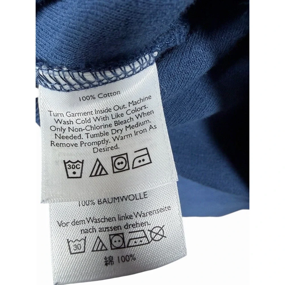 Eddie Bauer Men's XL Mock Neck Henley Sweatshirt Blue 100% Cotton Long‎ Sleeve